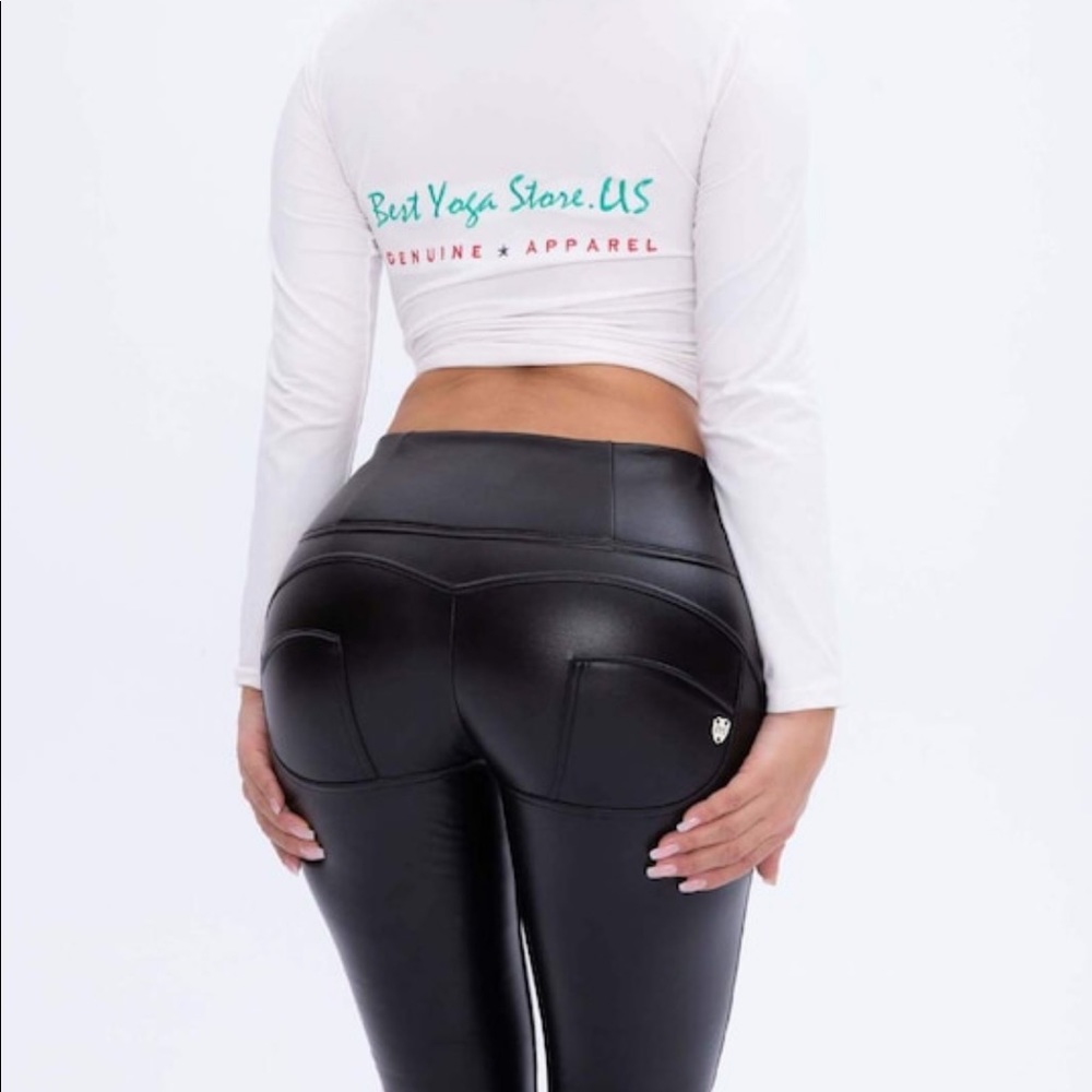 Best Yoga Store low/mid waist eco-leather pants